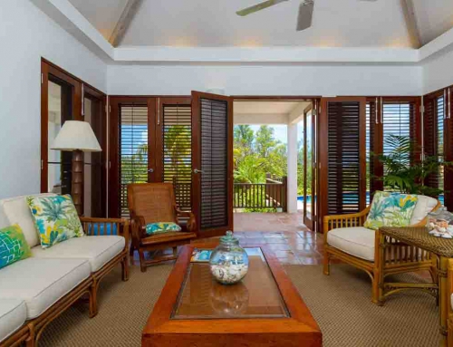 Coconut Palm Villa Living Room French Doors View